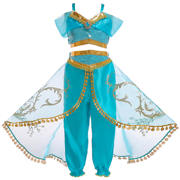 fashion kids party wear for performance princess jasmine cosplay costume kids chirdren girls cartoon character clothes