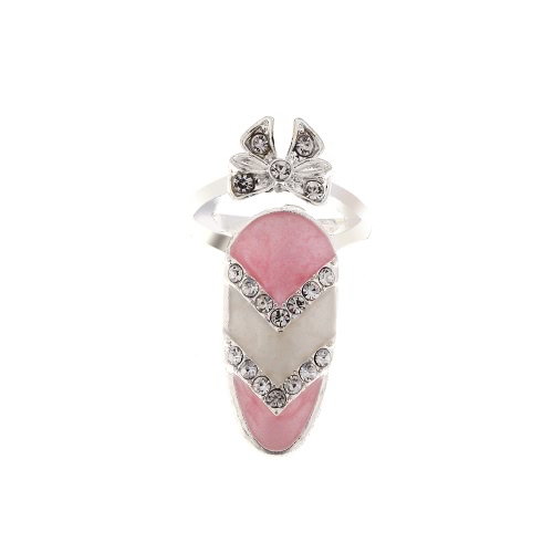 1pc Fashion Nail Schmuck Bowknot Krone Crystal Finger Nail Art Ring Beauty Nail Art bezaubert