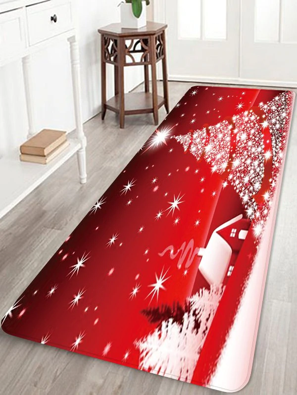Christmas Tree Print Decorative Floor Mat