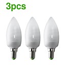 3-Pack HLUX™ CFL EIC C37 E14 8W 350lm CRI>80 2700K Warm White Candle Bulb (AC220-240V)