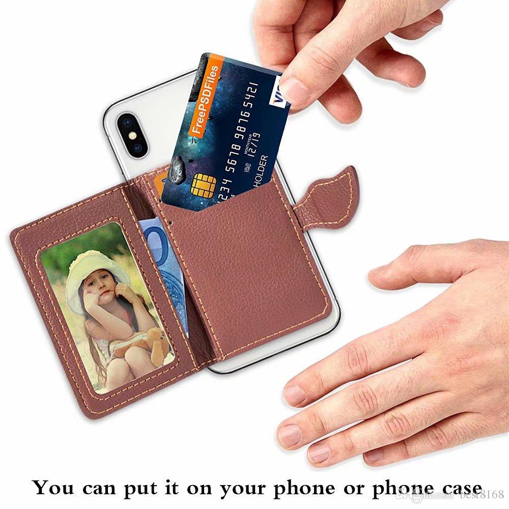 Universal Back Phone Card Slot 3M Sticker PU Leather Phone Stick On Wallet Cash Credit Card Holder For iPhone XR Galaxy Note 9 S9 Leaf Case