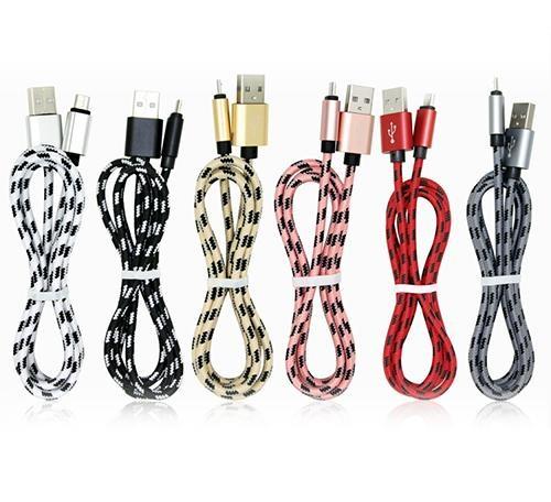 New Fashion Braided Cable 1m 3ft Micro USB V8 Type C Woven Data Charging Phone Charger Cord For Smartphone Samsung S6 S7 S8 Huawei 6 7 8