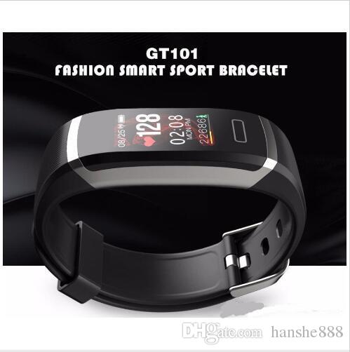 Color Screen Smart Bracelet GT101 Waterproof Heart Rate Monitor Fitness Tracker Bluetooth Smart Watch Wristbands Pk xiaomi Band 2 Sports