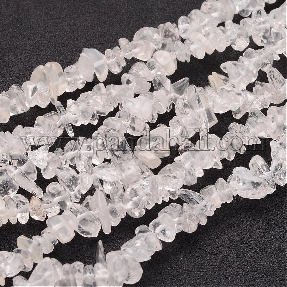 Natural Quartz Crystal Chips Beads Strands, 5~8mm, Hole: 0.3mm; 32~34