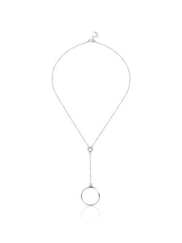 Silver 925 Sterling Silver Round Don’t Lose Hoop Necklace