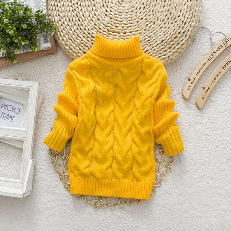 Baby / Toddler Casual Solid High Collar Thick Knitwear