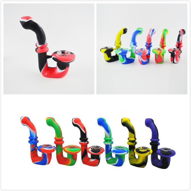 Portable Hookah Silicone Smoking Pipes Dry Herb Unbreakable Water Percolator Bong Smoking Oil Concentrate Metal Plastic Pipe Camo Silicone