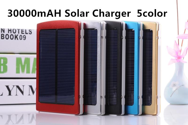 30000mAH Solar Charger 2 Port External Battery Pack For Cellphone iPhone 4 4s 5 5S 5C Samsung Portable Power Bank 30000 mah