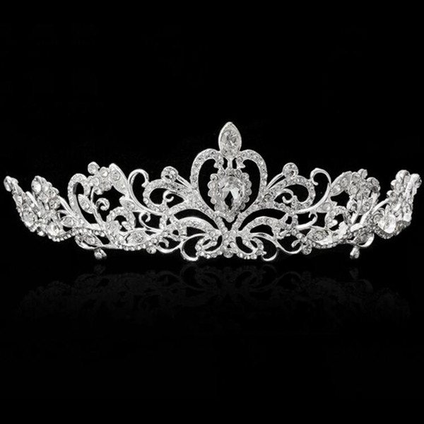 Bling Silver Crystals Wedding Tiaras Beaded Bridal Crowns Diamond Jewelry Rhinestone Headband Cheap Hair Accessories Pageant Tiara