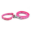 Drawable Love Bones Pattern Dogs Collar with Leash