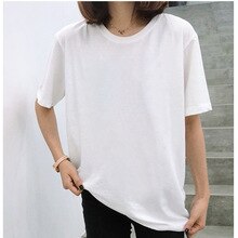Summer cotton short-sleeved women's t-shirt loose bottoming shirt Korean casual slim white solid color short sleeve