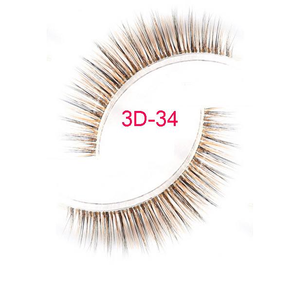 3D-34 brown fake eyelashes 3D silk eyelashes, brown false eyelashes brown lashes
