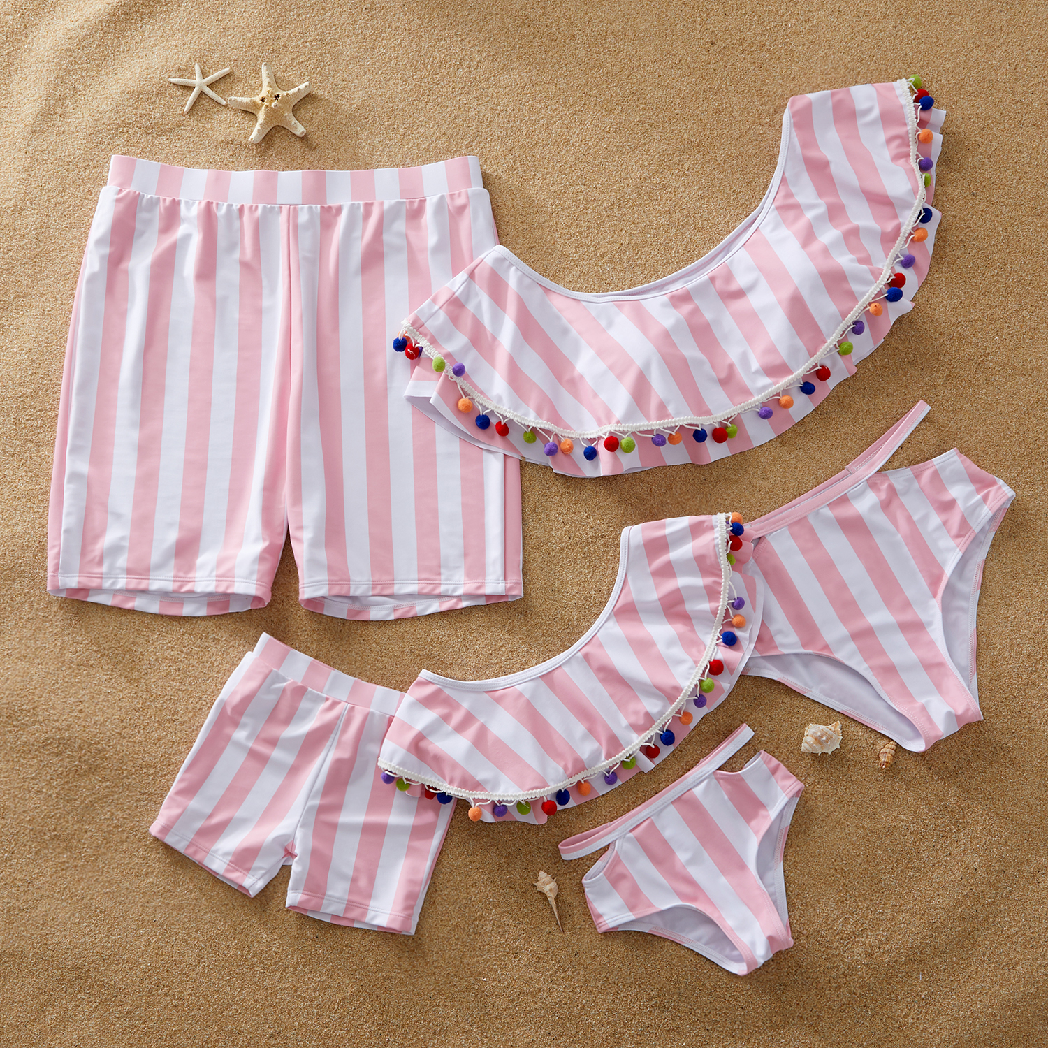 2-Piece Matching Swimsuit for Family with Special Decoration