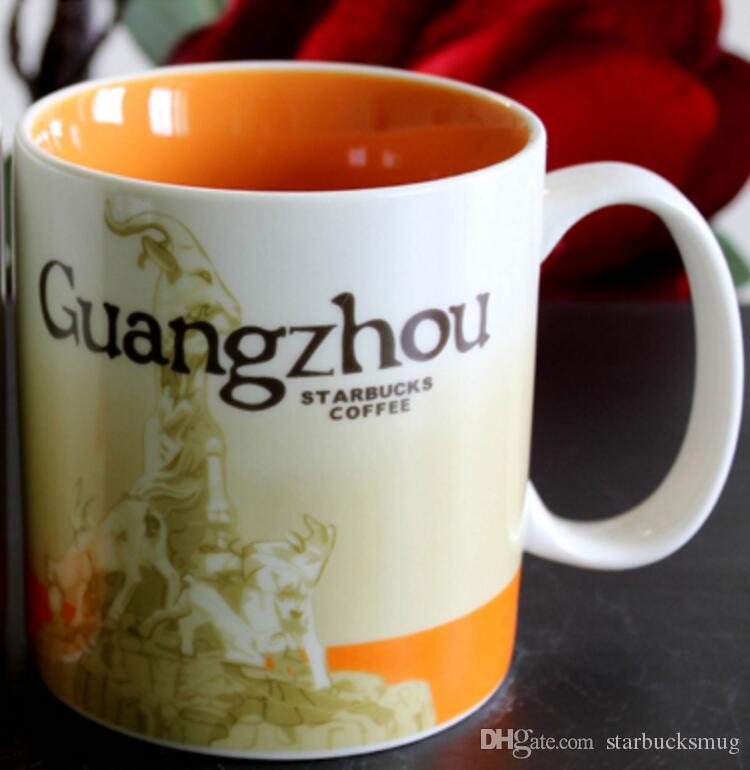 16oz Capacity Ceramic Starbucks City Mug Best Classical Coffee Mug Cup Guangzhou City