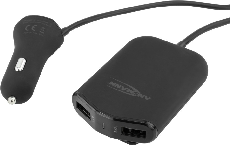 Ansmann 2x2 Port Auto Ladegerät / Intelligentes USB Ladegerät für Zigarettenanzünder 12V USB mit 9.6A / Ideales Auto Zubehör für längere Autoreisen / Kompatibel mit iPhone - iPad - Samsung - etc. (1000-0017)