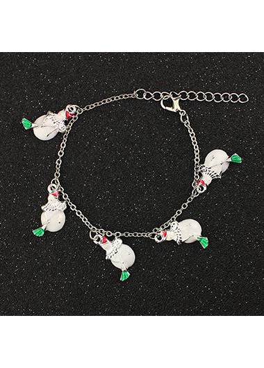 Metal White Snowman Embellished Bracelet