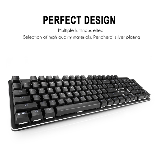 Combatwing 104 Keys Wired USB Waterproof Mechanical Gaming Keyboard Anti-Ghosting Blue Switches with White LED Backlit Black