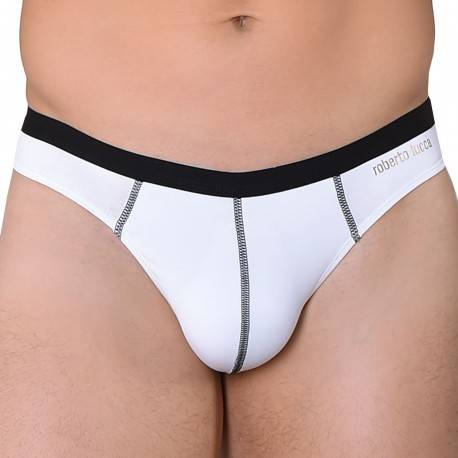 Roberto Lucca Solid Cotton Thong - White M