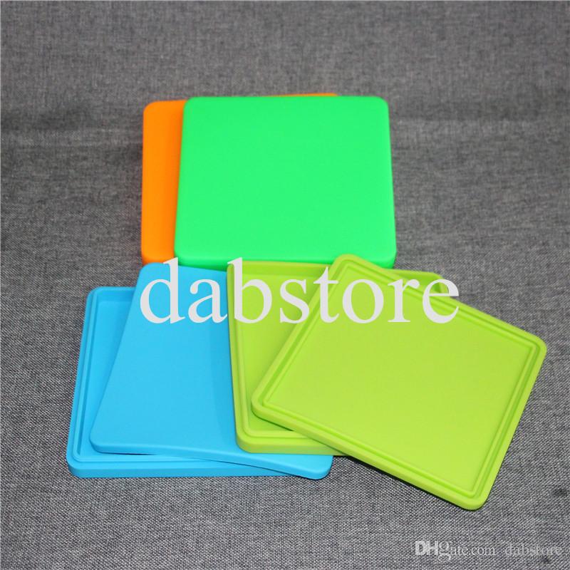 Large Flat Containers Big Silicone Rubber Silicon Storage box Square Shape Wax Jars Dab Concentrate Tool Dabber Oil Holder for Vape Dry Herb