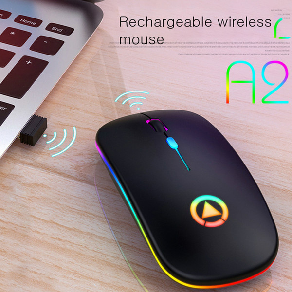 Dual mode Wireless Mouse chargeable Lightweight Portable LED Colorful Light Rechargeable Mute Mouse Bluetooth Mice for Laptop PC