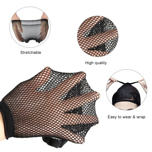 Black Hair Net Weaving Net Black Elastic Strethable Wig Cap Mesh Fishnet Wig Cap