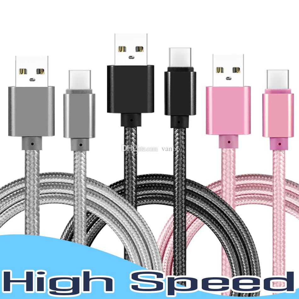 USB Type C Cord Micro USB Cable Premium Nylon Braided 3FT 6FT 10FT Tough Cloth For Galaxy S8 note8 High Speed Charging Cord For Smartphones