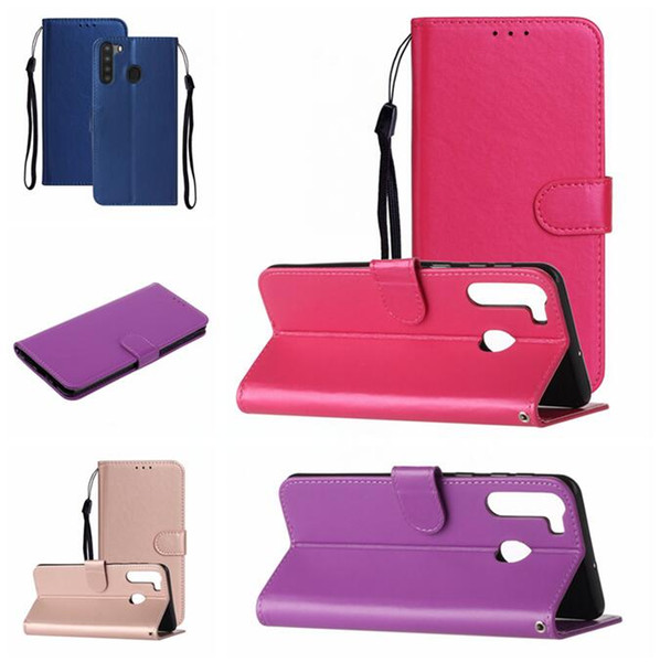 For Samsung S20 FE S21 PLUS A21 A21S NOTE 20 Ultra A31 A41 A42 Litchi Wallet Leather Case Strap Flip Stand With Card Slot Phone Cover Luxury