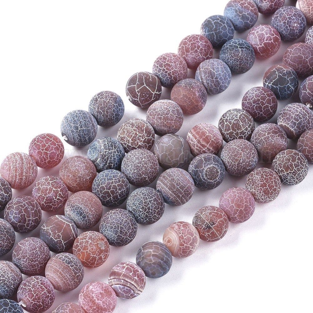 Natural Weathered Agate Beads Strands, Dyed & Heated, Frosted, Round, SaddleBrown, 10~10.5mm, Hole: 1.2mm; about 38pcs/strand, 14.96