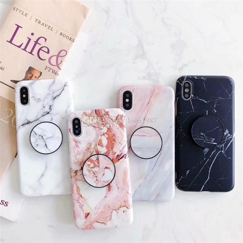 Marble Case For Iphone 8 7 Plus X 6 S Plus Case Fashion Grip Stand Holder Silicone Soft Phone Case For Iphone 7 Back Cover Coque