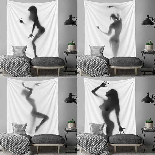 Painting Black and White Figure Sexy Silhouette Tapestry Wall Decoration Living Room Bedroom Background Cloth Bedside