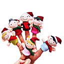 6PCS Christmas Small-sized Family Plush Finger Puppets Kids Talk Prop