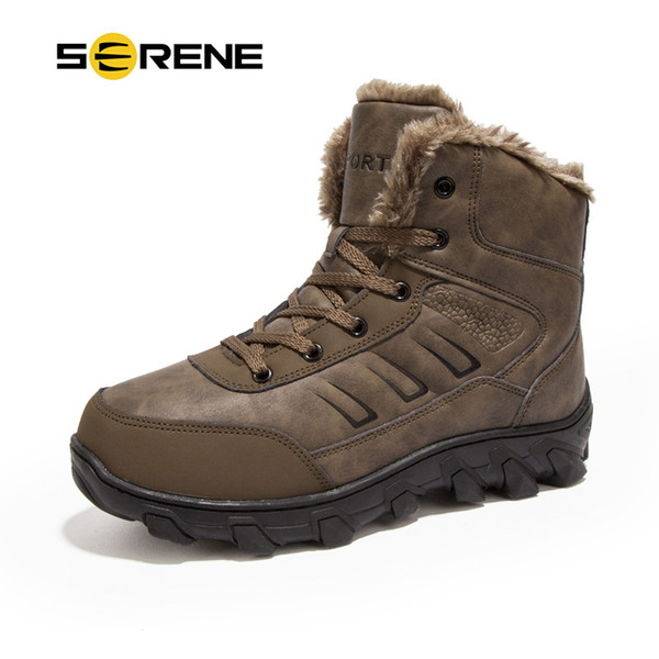 SERENE Mens Winter Warmest Big size 48 Boots Tactical Male Work Safety ManLeather Tooling Russian style Men Snow Boots