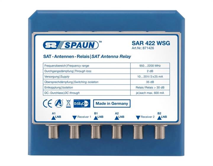 Spaun SAR 422 WSG für 2 Twin LNB auf 2 Teilnehmer (z.B. Astra - Hotbird)