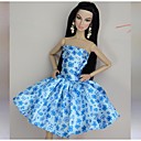 robe de mode floral bleu de satin de poupée barbie