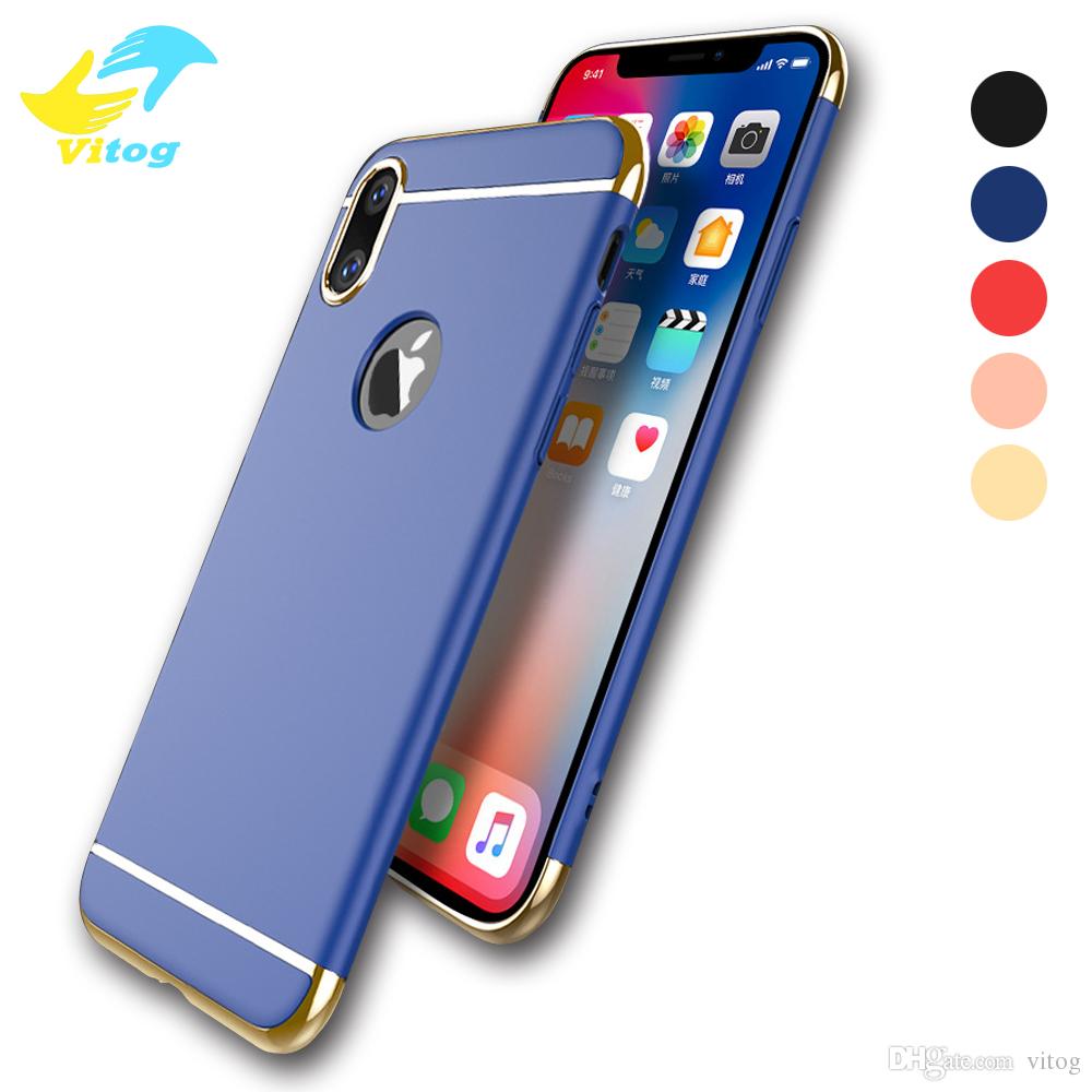 Luxury 3 In 1 Electroplating Plastic Hard Back Case For Iphone X samsung s7 s8 s8 plus All Around Protect Cover Mobile Phone Cases