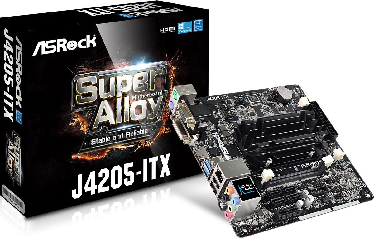 ASRock J4205-ITX - Motherboard - Mini-ITX - Intel Pentium J4205 - USB3.0 - Gigabit LAN - Onboard-Grafik - HD Audio (8-Kanal) (90-MXB270-A0UAYZ)