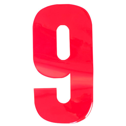 Red High Visibility Reflective Self Adhesive Vinyl Numeral, 150mm Number 9