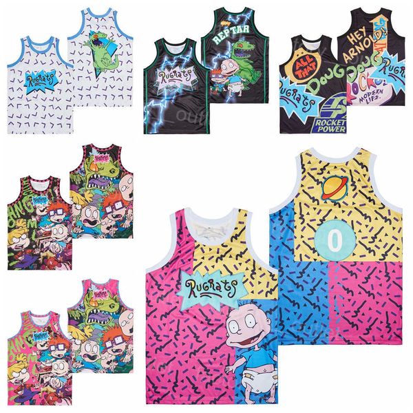 Movie Basketball Film The Rugrats Jersey 0 NICKELODEON 90S REPTAR REGENERATE Go Wild Big Baby BABIES PINKY RECORDS AIRBRUSH DAY ALL THAT 1949 Throwback All Stitched