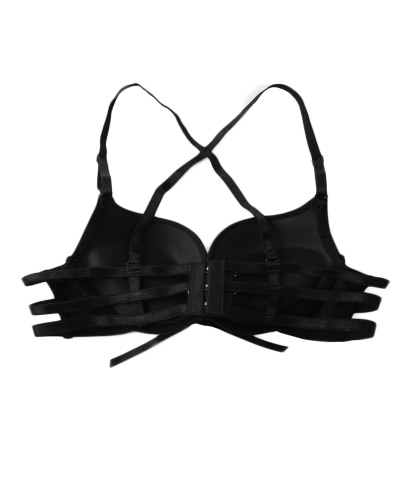 Sexy Women Girls Bra Bandages Lace Up Push Up Padded Adjustable Straps Underwire Lingerie Underwear Beige/Black