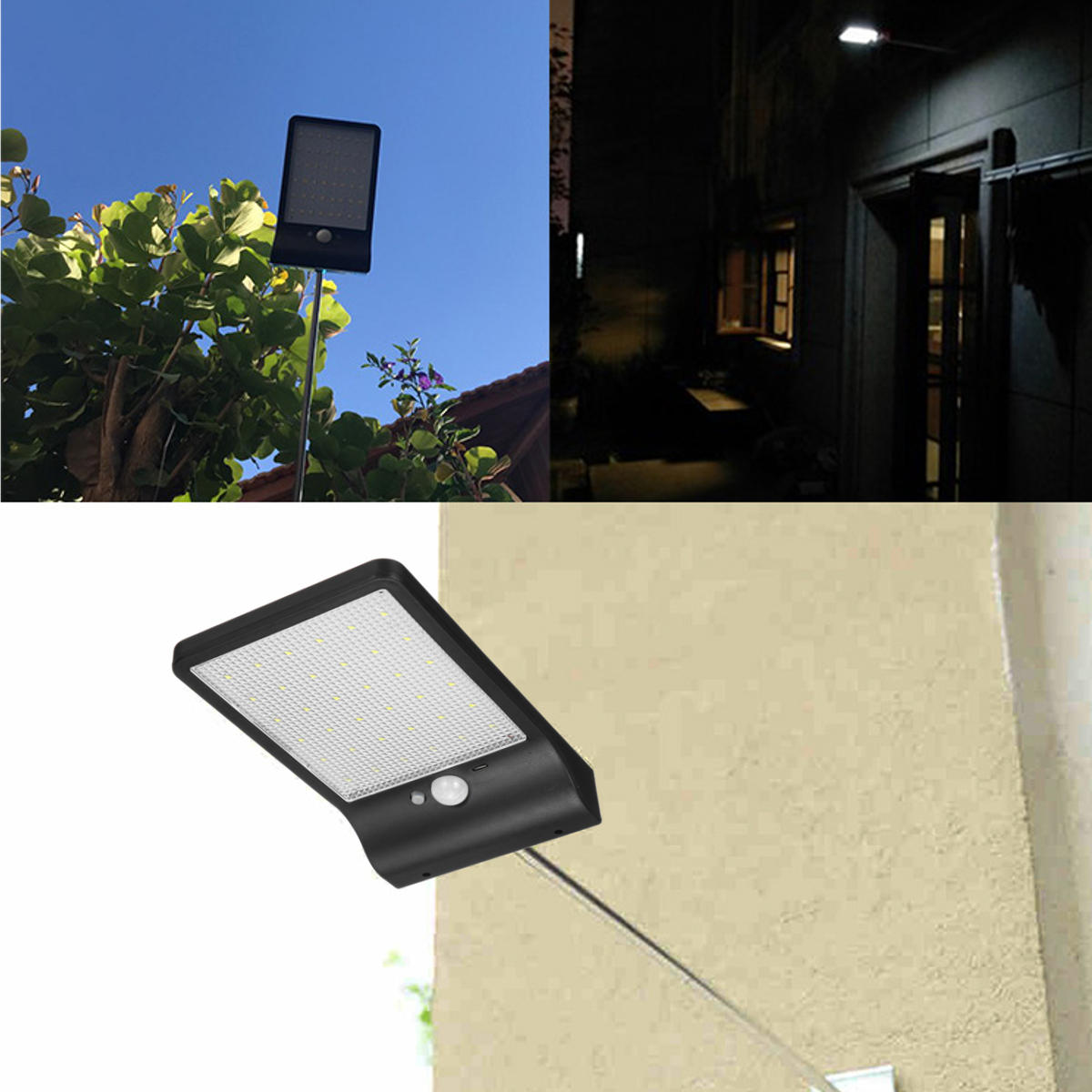 36/48 LED Solar PIR Motion Sensor Outdoor Street Light Garden Security Wall Lamp