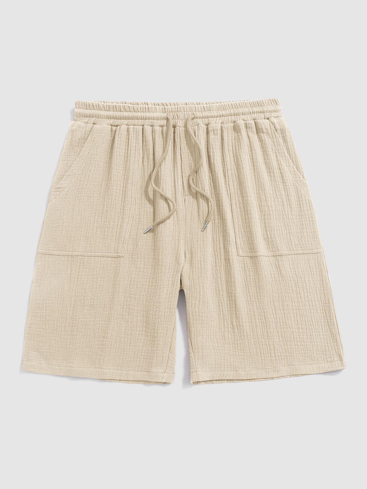 ZAFUL Solid Color Soft Textured Basic Drawstring Shorts S Light yellow