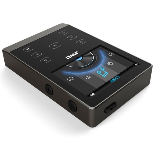JWD JWM-107 Reproductor de MP3 de 16GB Metal HiFi Reproductor de música DAC APE FLAC WAV Reproductor de audio sin pérdida Función Bluetooth Botón táctil con ranura de tarjeta TF Pantalla de 2.0 pulgadas
