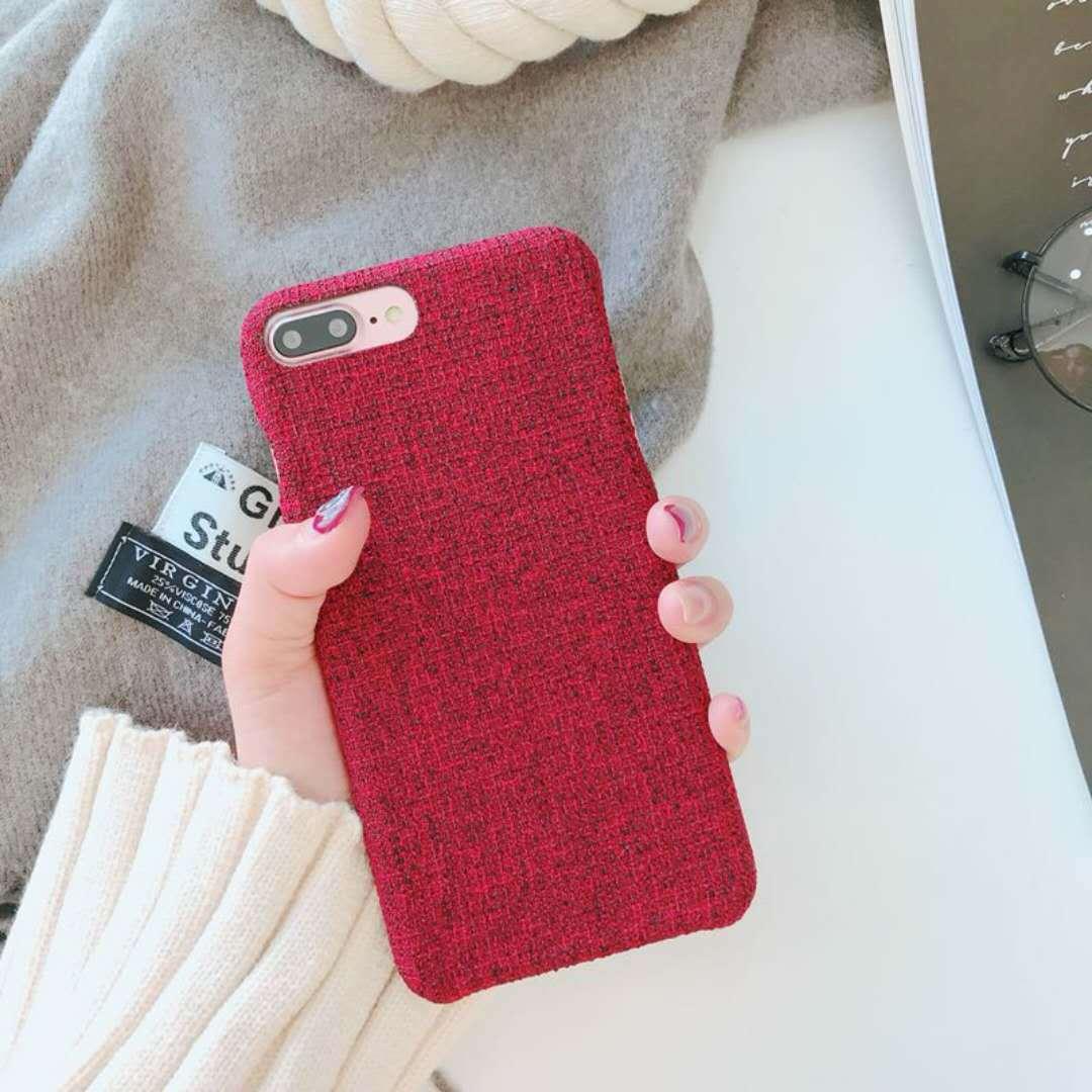 Fashion Phone Case Autumn and Winter Models of Linen Fabric CellPhone Case for Iphone 6 7 8 X Plus Ultra Thin Lightweight High Quality TPU