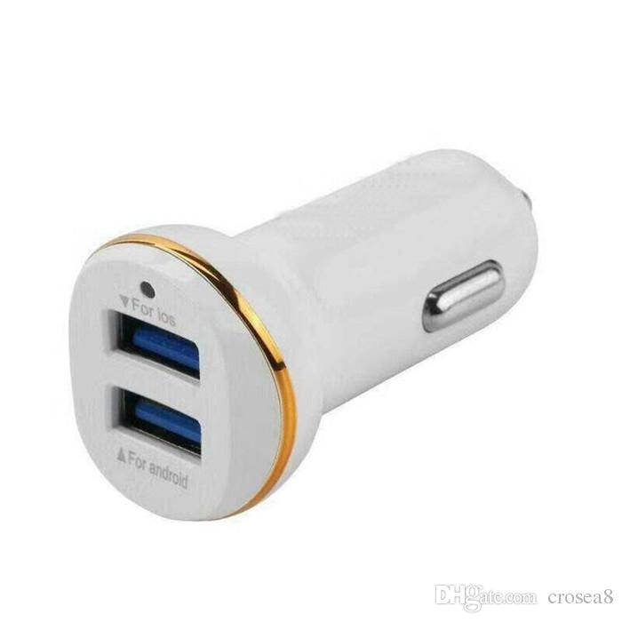 New arrived Dual Port 2 USB Car Charger Mini Universal Fast Smart Car-Charger Travel Wall Charger Adapter For iPhone huawei smart phone