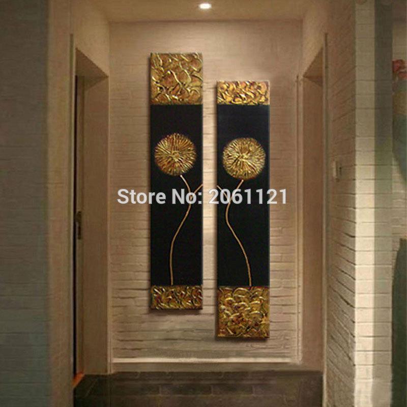 Hand Painted Modern Abstract Gold black Oil Painting Large vertical Textured Wall Decorative Canvas Art Picture for living room