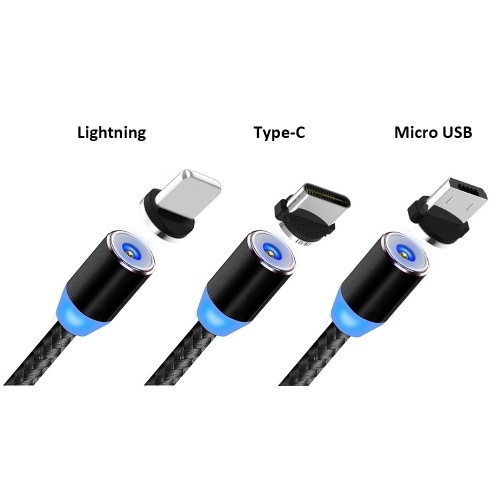 Adaptador magnético Cable Micro USB Puerto LED de carga rápida Línea de cable convertidor para Samsung Xiaomi Huawei Android Teléfonos Móviles