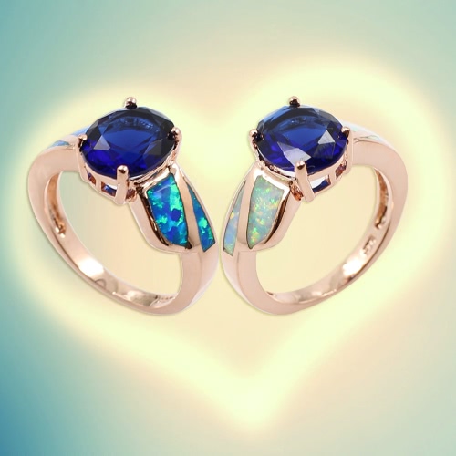 CZ-Diamant Mode simuliert Opal 925 Sterling Silber Ring Frauen Mädchen Hochzeit Engagement Schmuck Zubehör