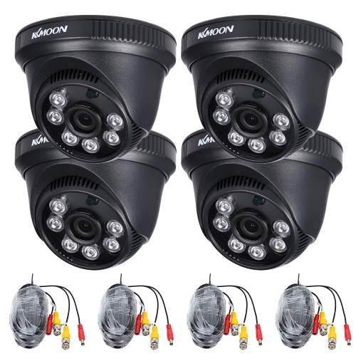 Caméra de vidéosurveillance dôme IR KKmoon 4 * 720P AHD + Prise en charge du câble de surveillance 4 * 60 pieds IR Vision nocturne 6pcs Array Infrared Lamps