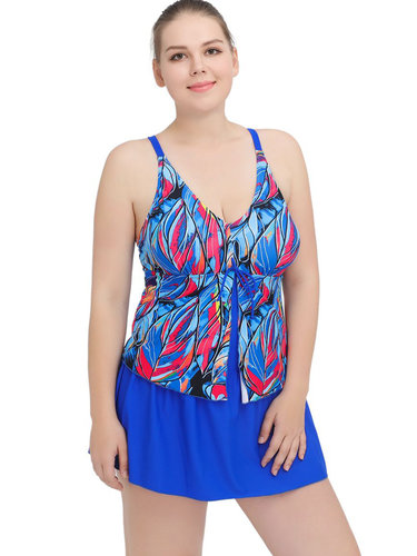 Royal Blue Removable Padded Printed One-Pieces&Tankini