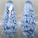 luz azul sexy largo y ondulado partido pelo peluca cosplay sintética para dama yong